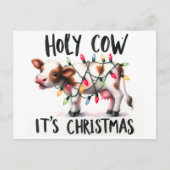 Carte Postale Drôle Vache de Noël Vache sainte C'est Noël (Devant)