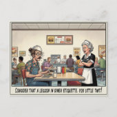 Carte Postale Drôle Vie de Serveuse Restaurant Humour  (Devant)