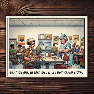 Carte Postale Drôle Vie de Serveuse Restaurant Humour