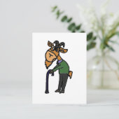 Carte Postale Drôle Vieux Chèvre Dessin d'Art original (Debout devant)
