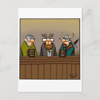 Carte Postale Drôle Viking Dragon Cartoon