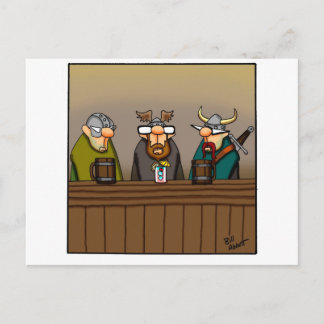 Carte Postale Drôle Viking Dragon Cartoon