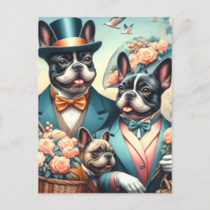 Carte Postale Drôle Vintage de la peinture de Bulldog