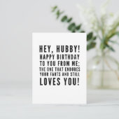 Carte Postale Drôle voeux d'anniversaire sarcastique pour mari (Debout devant)