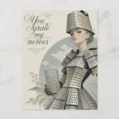 Carte Postale Drôle Vous Gratte Mes Nerfs Dame Râpe À Fromage (Devant)