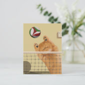 Carte Postale Drôle Whimsical joueuse Chat : Volleyball (Debout devant)