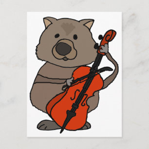 Carte Postale Drôle Wombat Jouer Cello Dessin