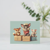 Carte Postale Drôles Animaux de Dessin Animé Mignons Livraison p (Debout devant)