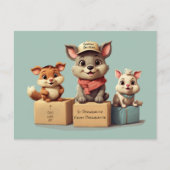 Carte Postale Drôles Animaux de Dessin Animé Mignons Livraison p (Devant)