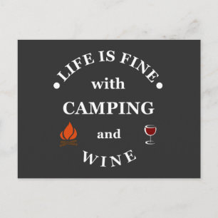 Carte Postale Drôles de citations sur le camping et le vin
