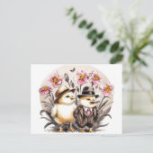 Carte Postale Drôles de petits poussins de Pâques vintage mignon (Debout devant)