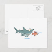 Carte Postale drôles de requins pourchassant le poisson (Devant / Derrière)