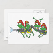 Carte Postale drôles grenouilles rousses de pompier (Devant / Derrière)