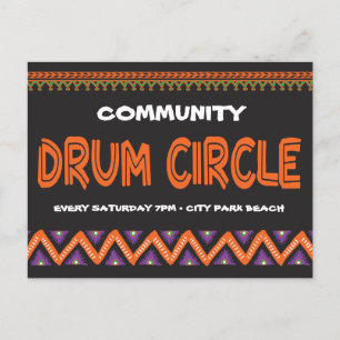Carte Postale Drum Circle Event avec informations locales