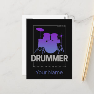 Carte Postale Drummer Born To Be for Percussionist Band Member