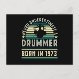 Carte Postale Drummer né 1973 50e anniversaire Drumming Dons