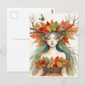 Carte postale Dryade en Automne Fairy-core (Devant / Derrière)