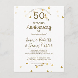 Carte postale du 50e anniversaire de mariage en or