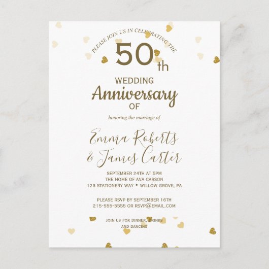 Carte postale du 50e anniversaire de mariage en or (Devant)