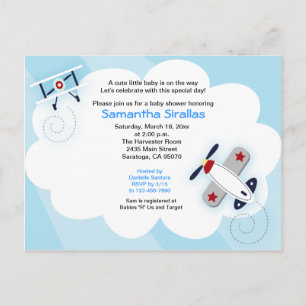 Carte postale du Baby shower d'avion Little Aviato