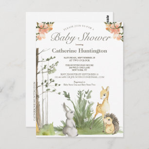 Carte postale du Baby shower des animaux de bois d