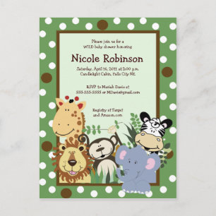 Carte postale du baby shower ZOO CREW Jungle