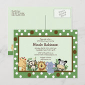 Carte postale du baby shower ZOO CREW Jungle (Devant / Derrière)