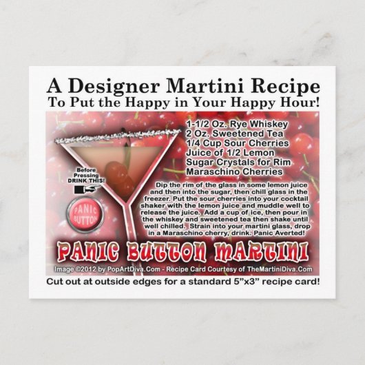Carte postale du bouton panique Martini Recette (Devant)