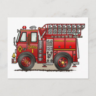 Carte postale du camion de pompiers de l'échelle