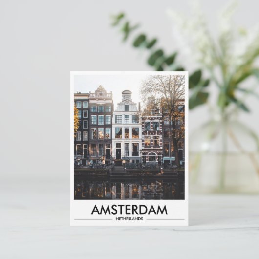 Carte postale du canal d'Amsterdam (Debout devant)
