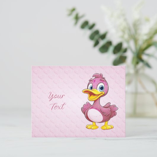 Carte postale du canard rose (Debout devant)