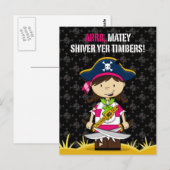 Carte postale du capitaine de pirate fille (Devant / Derrière)