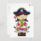 Carte postale du capitaine de pirate fille (Devant / Derrière)