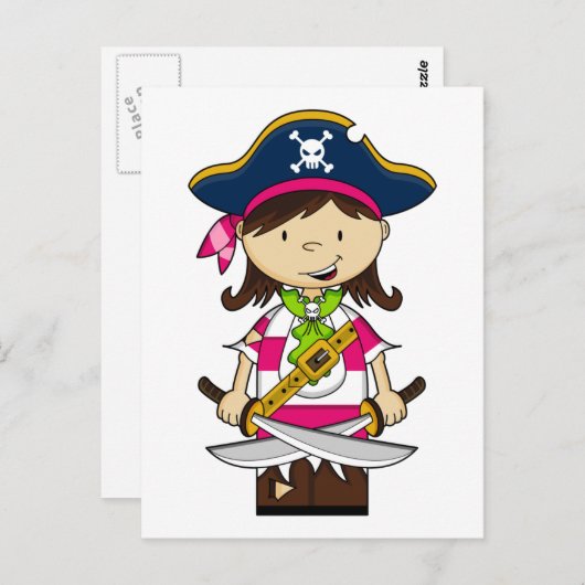 Carte postale du capitaine de pirate fille (Devant / Derrière)