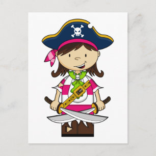 Carte postale du capitaine de pirate fille
