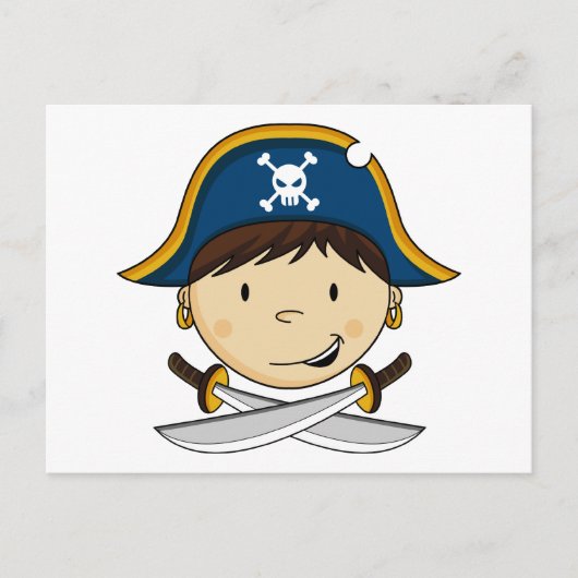 Carte postale du capitaine de pirate mignonne (Devant)