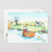 Carte postale du capitaine Mouse sur bateau (Devant / Derrière)