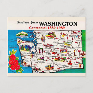 Carte postale du centenaire de l'État de Washingto