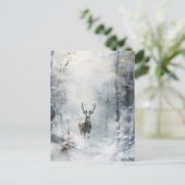 Carte postale du cerf de forêt d'hiver (Debout devant)