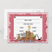 Carte postale du certificat de naissance de fille  (Devant / Derrière)