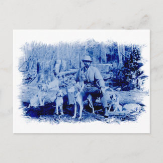 Carte postale du chasseur vintage avec des chiens