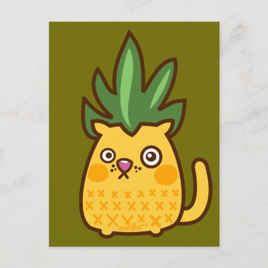 Carte postale du chat de Chananas à l'ananas (Devant)