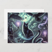 Carte postale du Chat de la Sorcière | Art de chat (Devant / Derrière)