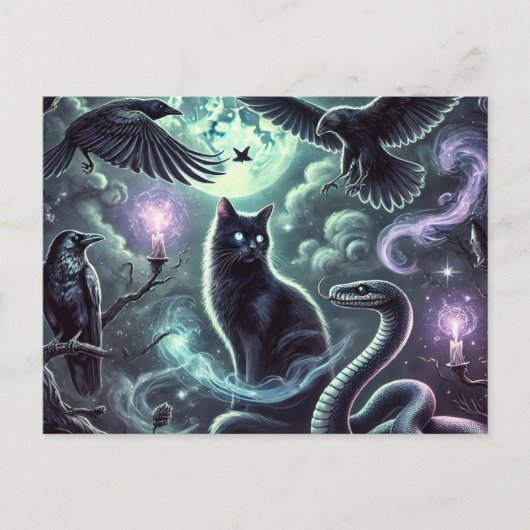 Carte postale du Chat de la Sorcière | Art de chat (Devant)