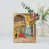 Carte postale du chat noir de la cour de la Nouvel (Debout devant)