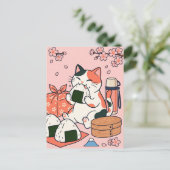 Carte postale du chat Onigiri (Debout devant)