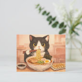 Carte postale du chat Ramen (Debout devant)