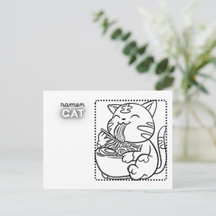 Carte postale du chat Ramen * Page à colorier