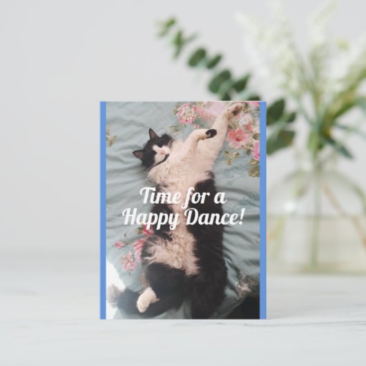 Carte postale du chat smoking faisant une danse jo (Debout devant)