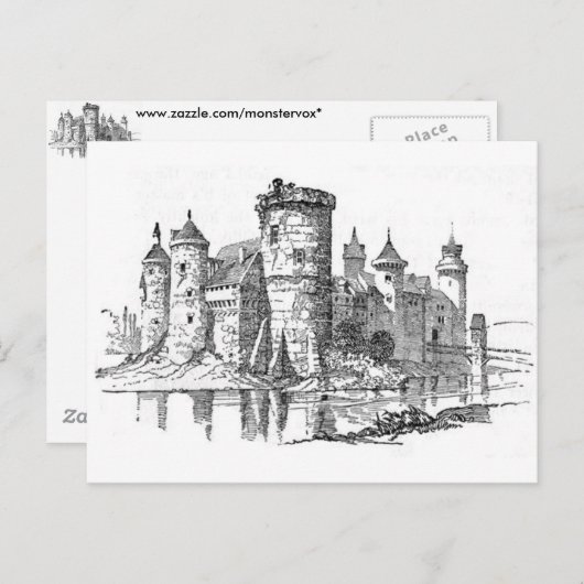 Carte postale du château médiéval (Devant / Derrière)